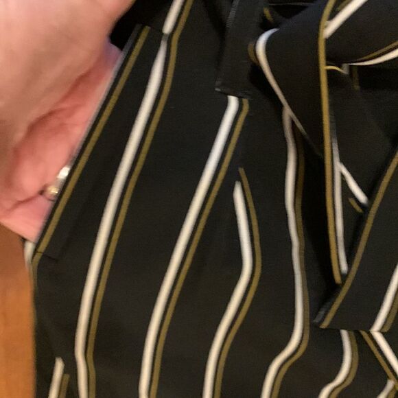 Body by Us Size Small black striped pants. Pleated front with tie. - Picture 9 of 10